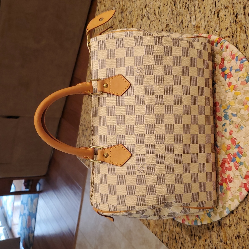 Authentic Louis Vuitton Damier Azur Speedy 30 & LV Dustbag SD1120 Excellent